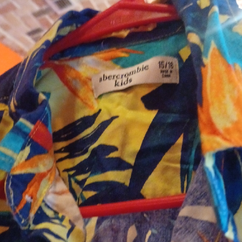 Abercrombie Kids Vibrant Blue and Orange Men's Shirt